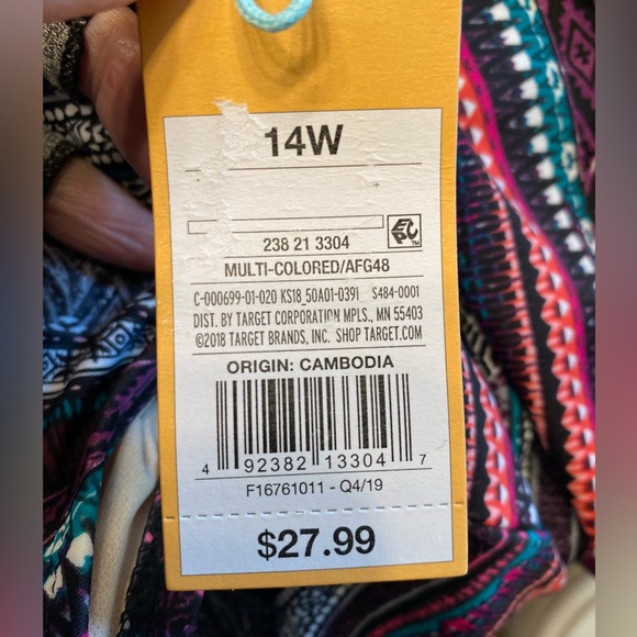 NWT beautiful geometric pattern tankini top from Kona Sol, size 14W - Picture 3 of 13